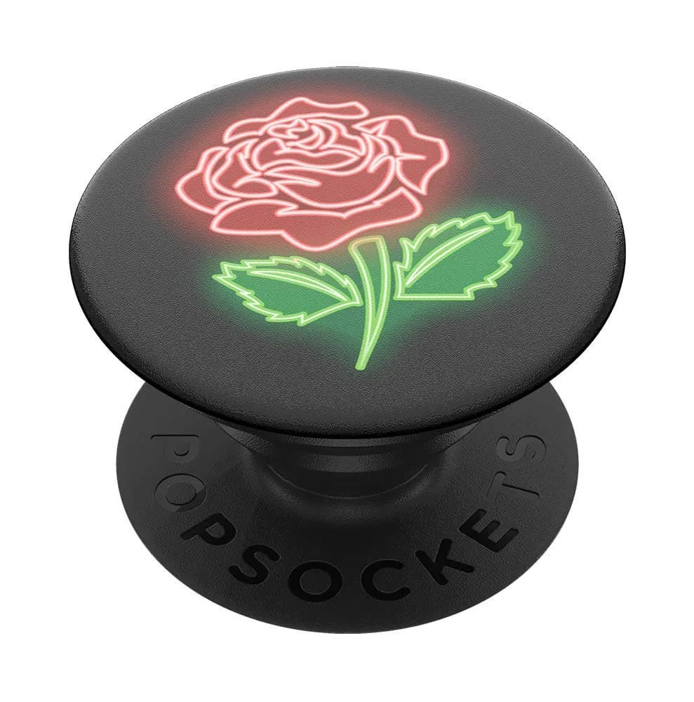PopSockets Phone Grip with Expanding Kickstand Neon Rose | Secure, Swappable & Bright