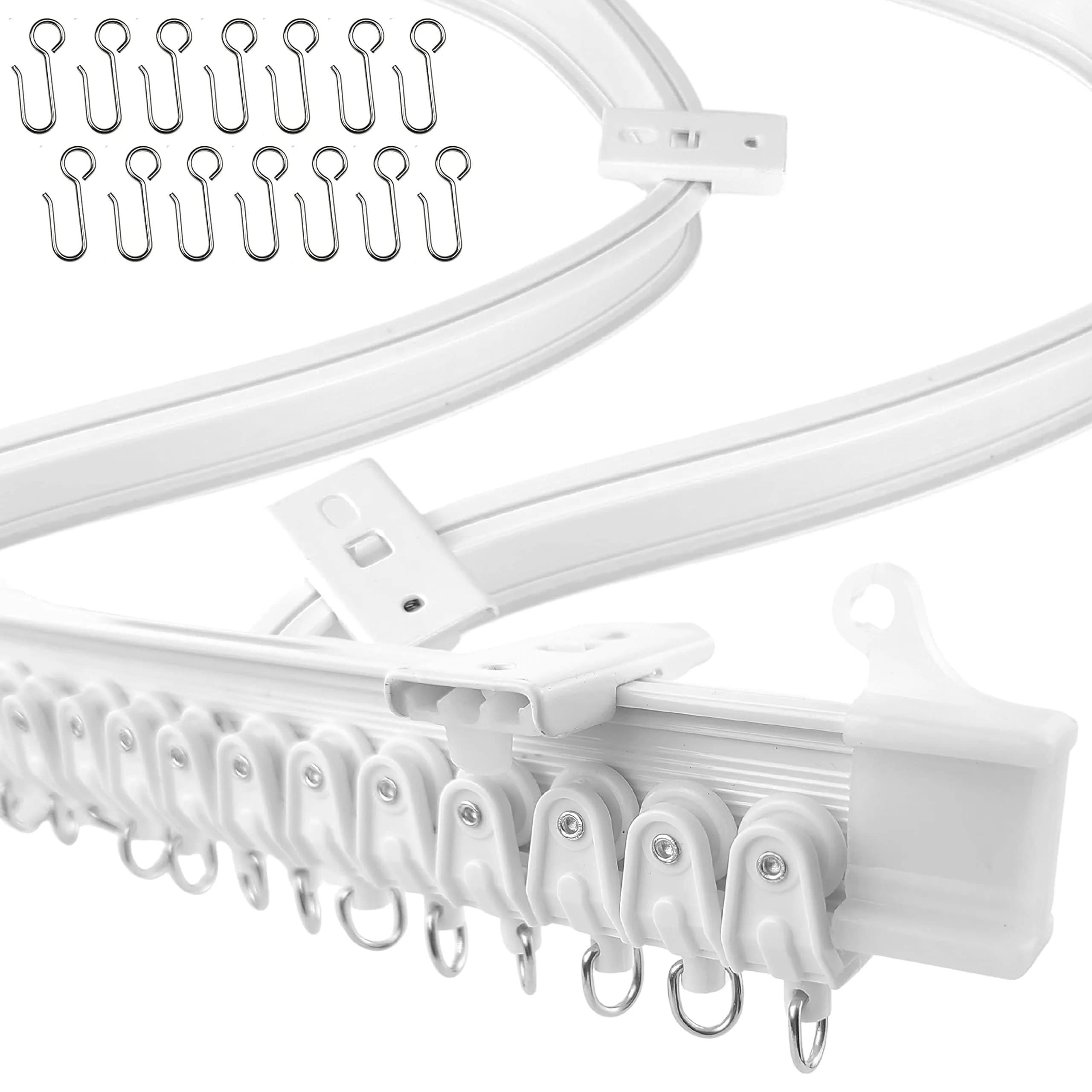 UrbanRed Flexible Ceiling Curtain Track 5m (16.4 ft) White | Bendable PVC Rail Kit for Room Dividers — White