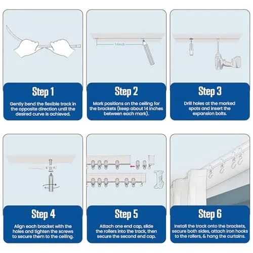 UrbanRed Flexible Ceiling Curtain Track 5m (16.4 ft) White | Bendable PVC Rail Kit for Room Dividers thumbnail 9