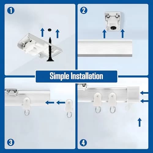 UrbanRed Flexible Ceiling Curtain Track 5m (16.4 ft) White | Bendable PVC Rail Kit for Room Dividers thumbnail 3