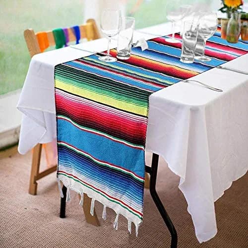 Hxezoc Mexican Serape Table Runner 53cm x 213cm (14 x 84 Inch) | Hand-Woven Cotton for Festive Decor thumbnail 6