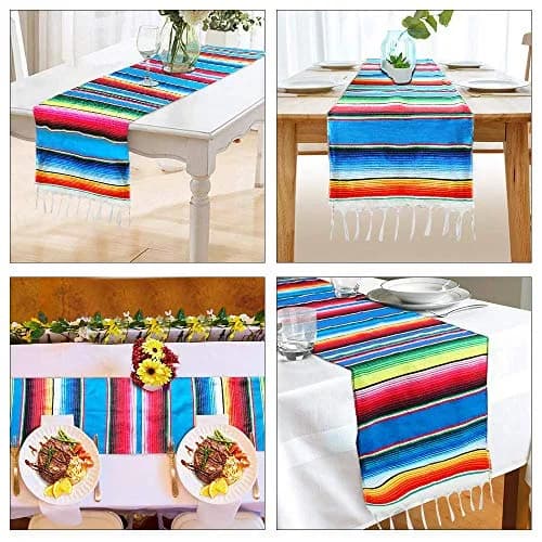 Hxezoc Mexican Serape Table Runner 53cm x 213cm (14 x 84 Inch) | Hand-Woven Cotton for Festive Decor thumbnail 3