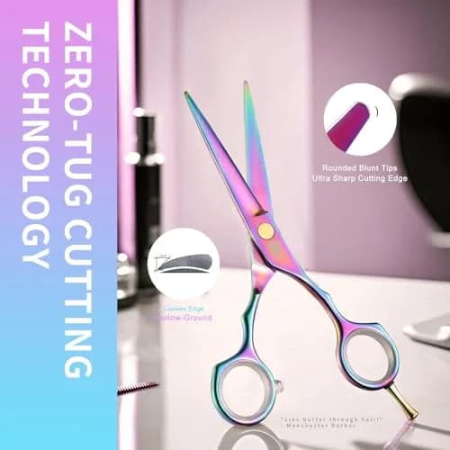 Purple Dragon 5.5 inch Hair Cutting Scissors Set with Razor | Titanium Blades for Professional & DIY Use thumbnail 4