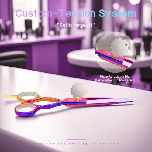 Purple Dragon 5.5 inch Hair Cutting Scissors Set with Razor | Titanium Blades for Professional & DIY Use thumbnail 5