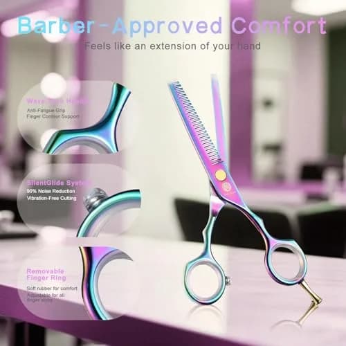 Purple Dragon 5.5 inch Hair Cutting Scissors Set with Razor | Titanium Blades for Professional & DIY Use thumbnail 6