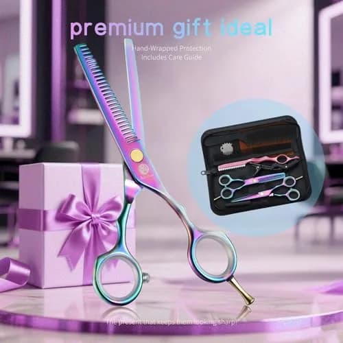 Purple Dragon 5.5 inch Hair Cutting Scissors Set with Razor | Titanium Blades for Professional & DIY Use thumbnail 7
