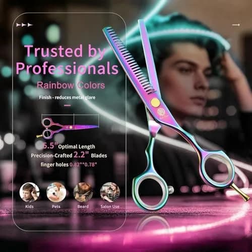 Purple Dragon 5.5 inch Hair Cutting Scissors Set with Razor | Titanium Blades for Professional & DIY Use thumbnail 2