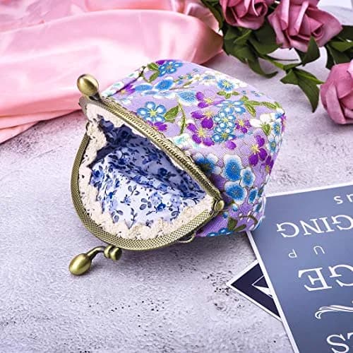 Oyachic Coin Purse, Floral Change Purse, Vintage Coin Pouch, Small Wallet with Kiss Lock Clasp for Women, Girls | Compact & Durable Canvas Design thumbnail 4