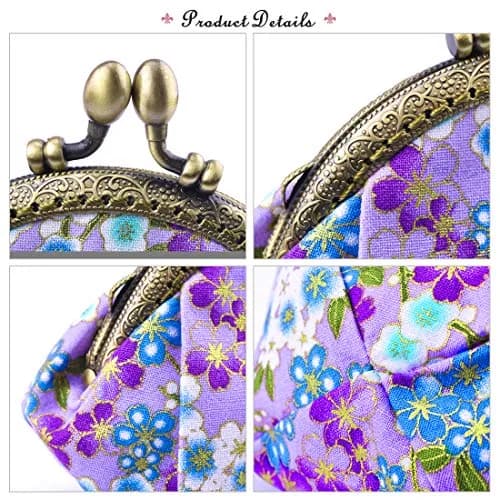 Oyachic Coin Purse, Floral Change Purse, Vintage Coin Pouch, Small Wallet with Kiss Lock Clasp for Women, Girls | Compact & Durable Canvas Design thumbnail 6