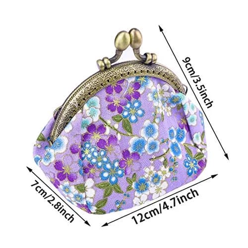 Oyachic Coin Purse, Floral Change Purse, Vintage Coin Pouch, Small Wallet with Kiss Lock Clasp for Women, Girls | Compact & Durable Canvas Design thumbnail 7
