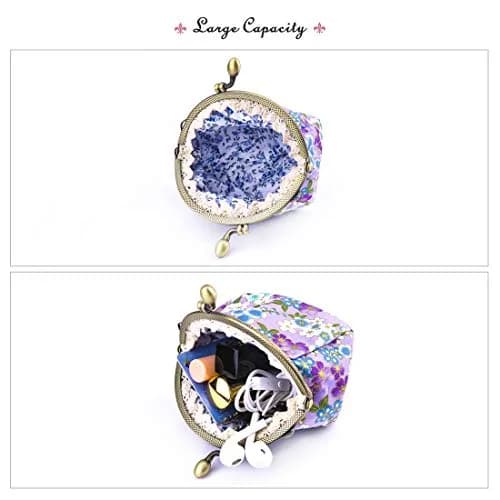 Oyachic Coin Purse, Floral Change Purse, Vintage Coin Pouch, Small Wallet with Kiss Lock Clasp for Women, Girls | Compact & Durable Canvas Design thumbnail 2
