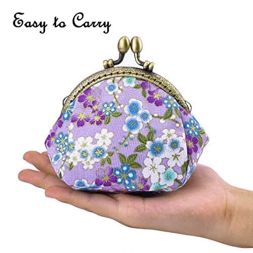Oyachic Coin Purse, Floral Change Purse, Vintage Coin Pouch, Small Wallet with Kiss Lock Clasp for Women, Girls | Compact & Durable Canvas Design thumbnail 3