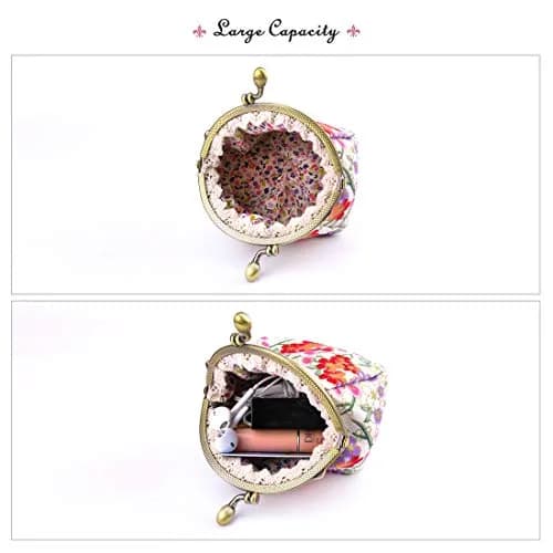 Oyachic Floral Coin Purse Canvas Wallet with Clasp | Vintage Small Coin Pouch for Women & Girls thumbnail 5