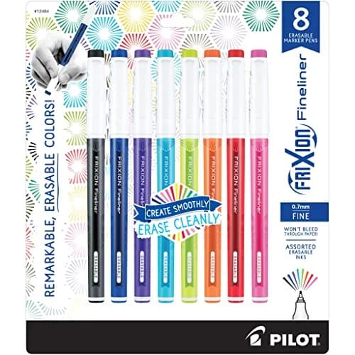 PILOT FriXion Fineliner Erasable Marker Pens 8-Pack | Smooth Ink Flow, Fade-Resistant — Assorted 8