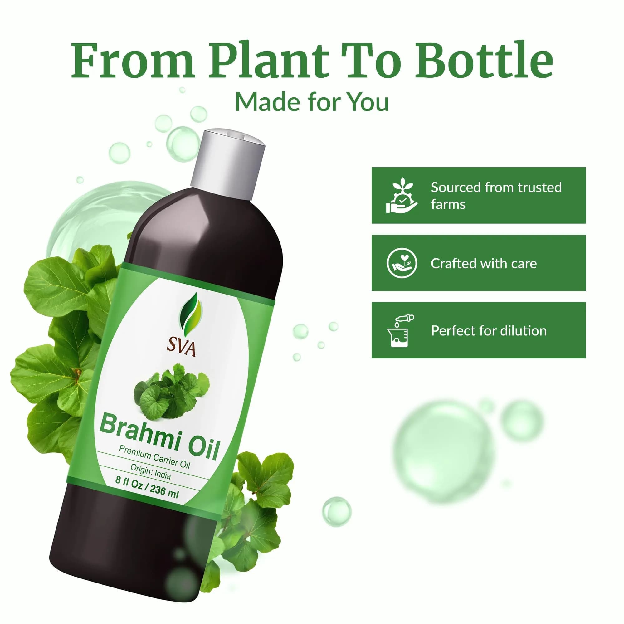 SVA ORGANICS Brahmi Carrier Oil 8 Fl Oz (236 ml) - Pure & Natural - view 4