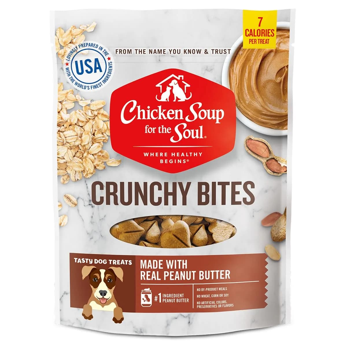 Chicken Soup for the Soul Pet Food - Crunchy Bites Dog Treats - Chicken & Peanut Butter, 340g | Real Ingredients, No Artificial Flavors — Peanut Butter