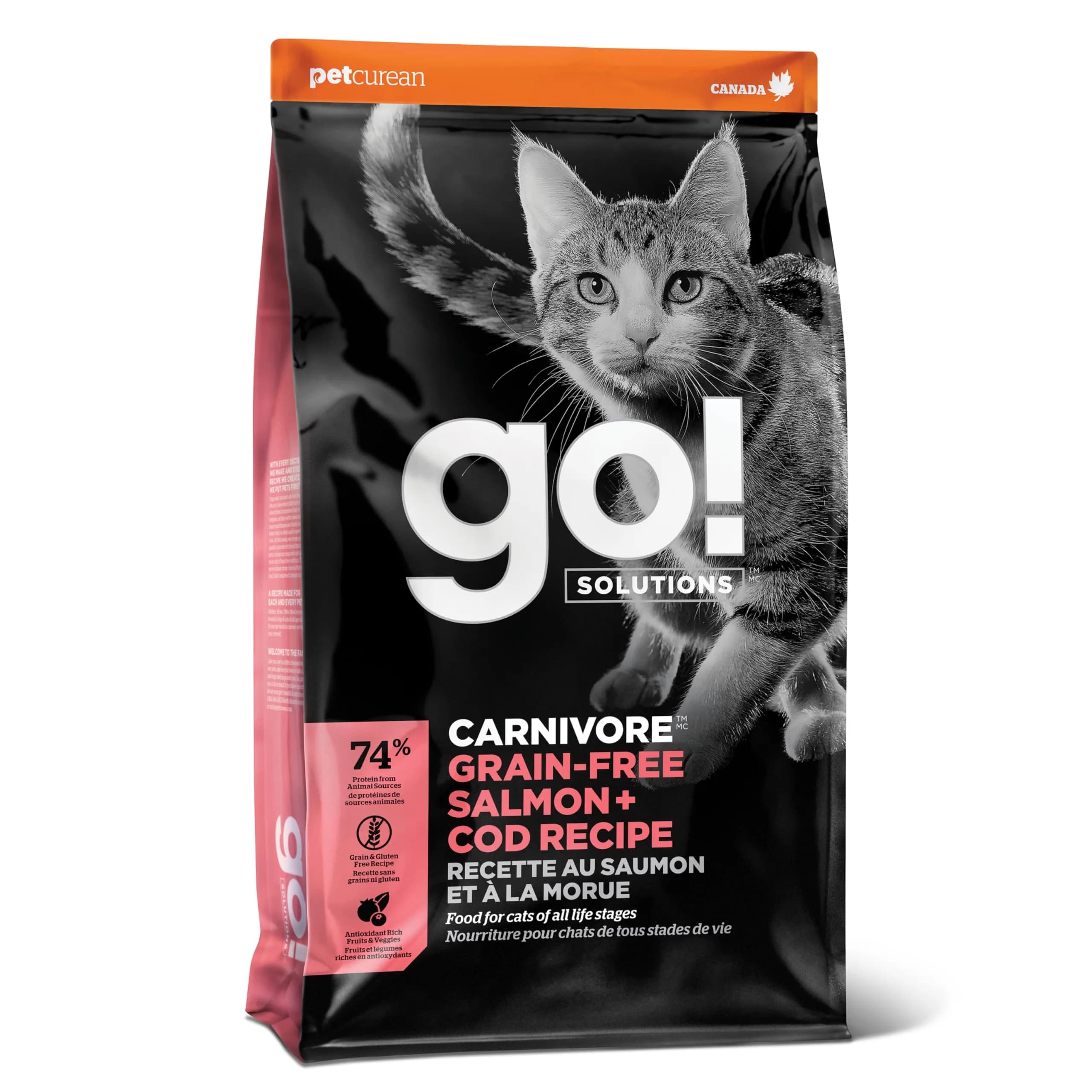 Go! Solutions Carnivore Salmon + Cod Grain-Free Dry Cat Food | High-Protein, Real Meat & Fish, 8 lb Bag