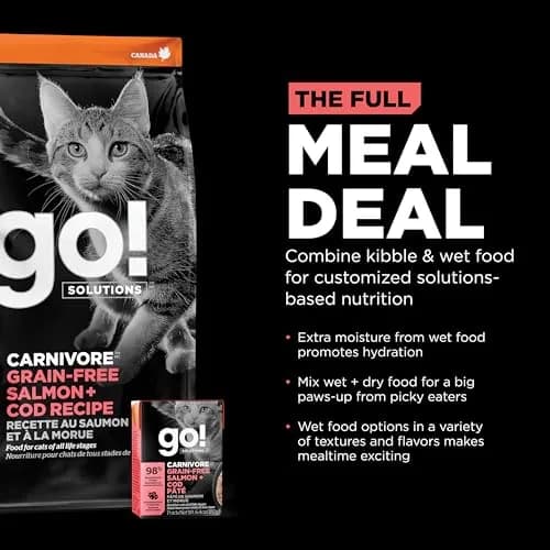 Go! Solutions Carnivore Salmon + Cod Grain-Free Dry Cat Food | High-Protein, Real Meat & Fish, 8 lb Bag thumbnail 6