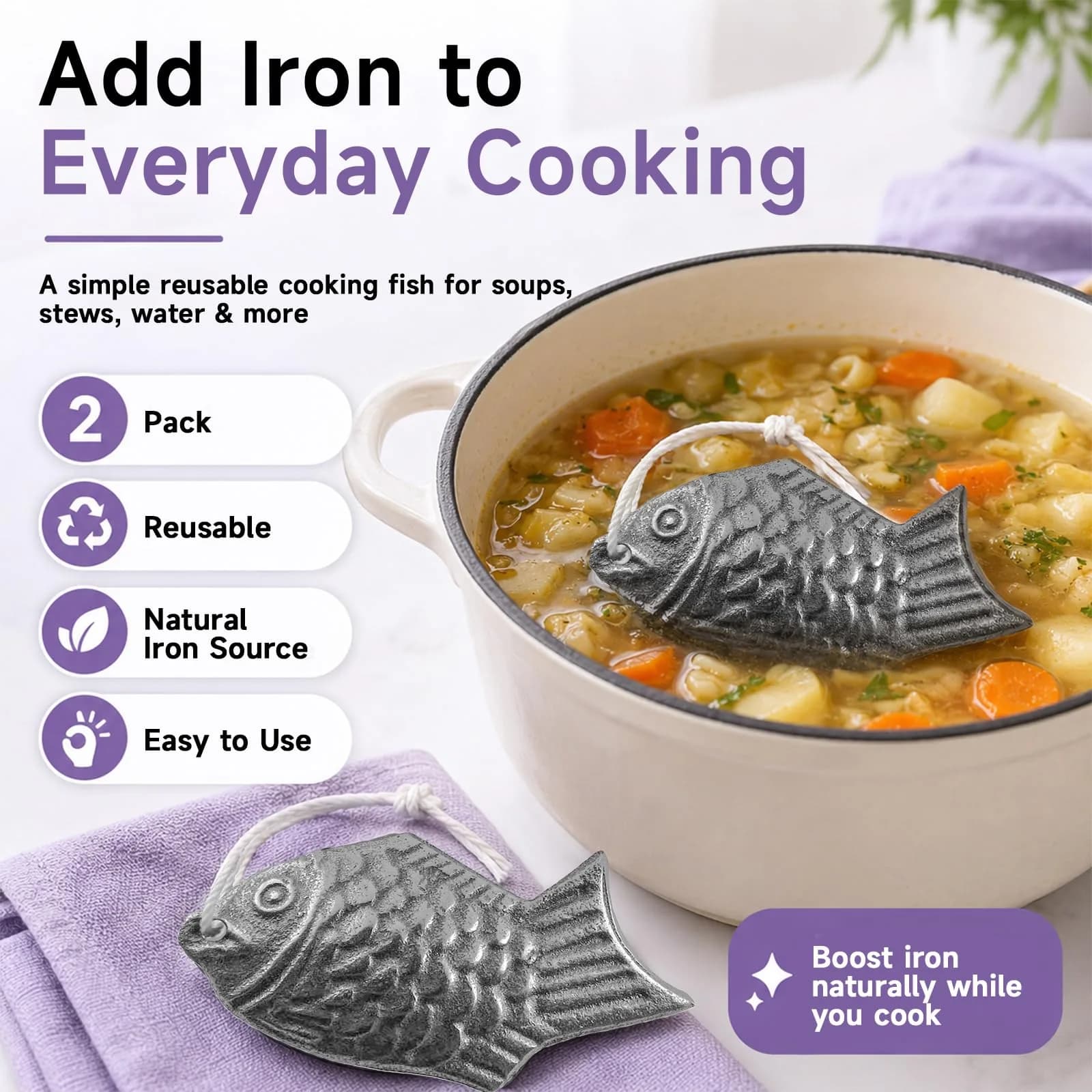 Lisol Iron Fish 2 Pack | Natural Iron Supplement for Cooking & Water - view 6