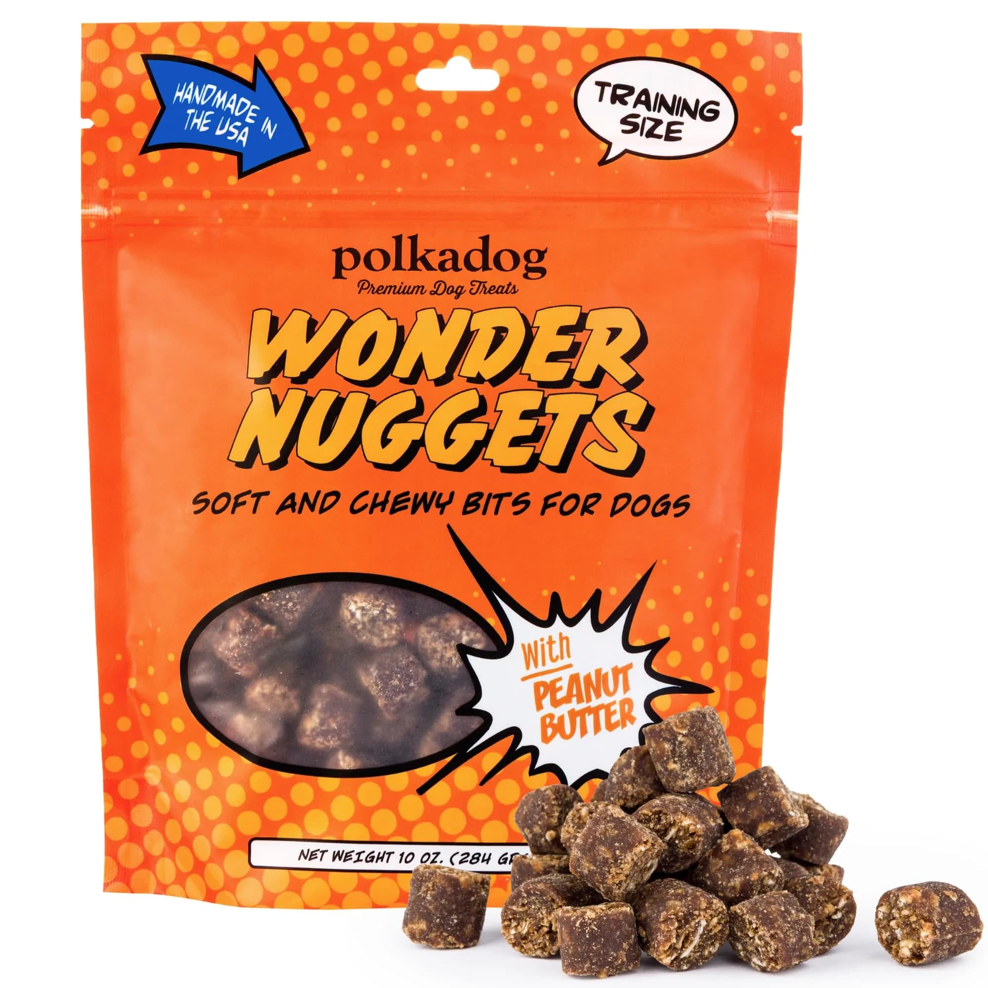 Polkadog Pork & Apple Wonder Nuggets | Soft & Chewy Dog Treats, 10oz — Peanut Butter / 10 Ounce