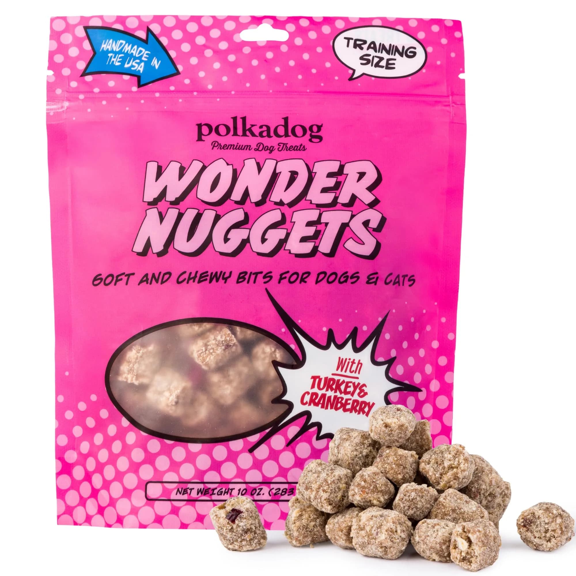 Polkadog Pork & Apple Wonder Nuggets | Soft & Chewy Dog Treats, 10oz — Turkey & Cranberry / 10 Ounce