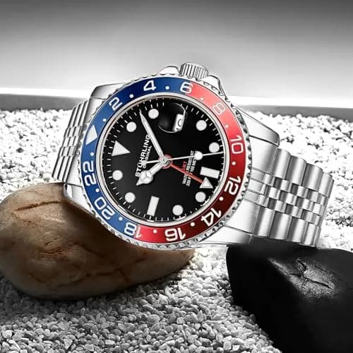 Stuhrling Original Men's Stainless Steel Jubilee Bracelet GMT Watch 42mm | Water Resistant, Quartz thumbnail 5