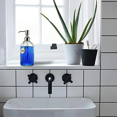 JASAI 18 Oz Clear Glass Soap Dispenser with Rust Proof Stainless Steel Pump | Elegant Bathroom & Kitchen Accessory thumbnail 4