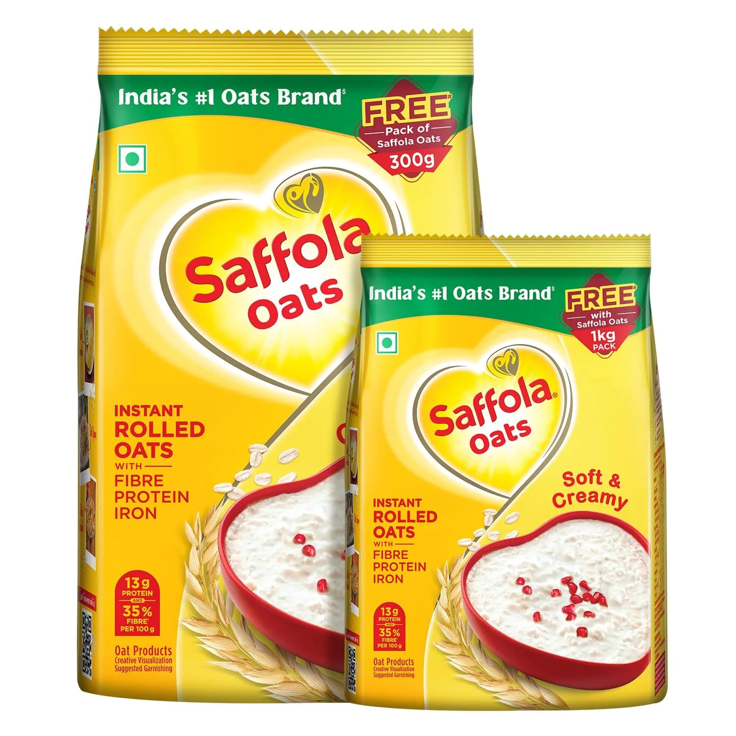 Saffola Oats 1 kg (2.2 lb) with Free 400 gm (0.88 lb) | Wholesome Wholegrain Breakfast Cereal — 35.