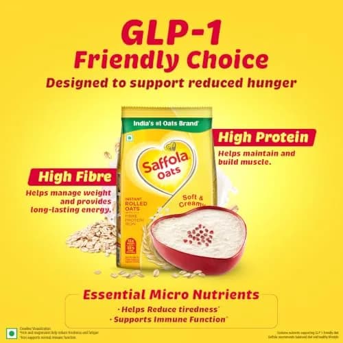 Saffola Oats 1 kg (2.2 lb) with Free 400 gm (0.88 lb) | Wholesome Wholegrain Breakfast Cereal thumbnail 7