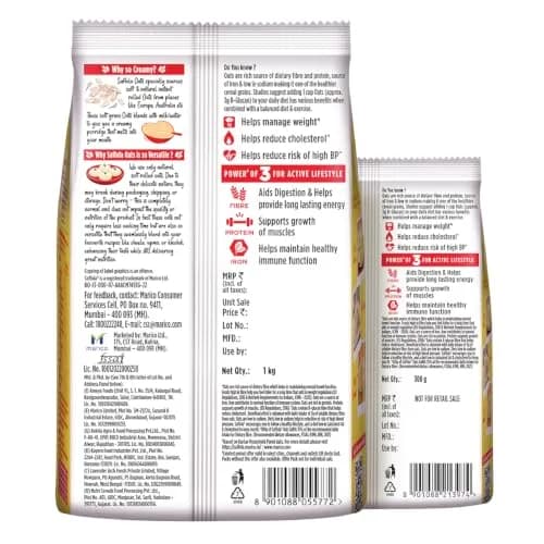 Saffola Oats 1 kg (2.2 lb) with Free 400 gm (0.88 lb) | Wholesome Wholegrain Breakfast Cereal thumbnail 8