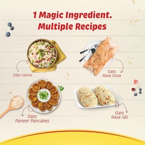 Saffola Oats 1 kg (2.2 lb) with Free 400 gm (0.88 lb) | Wholesome Wholegrain Breakfast Cereal thumbnail 3