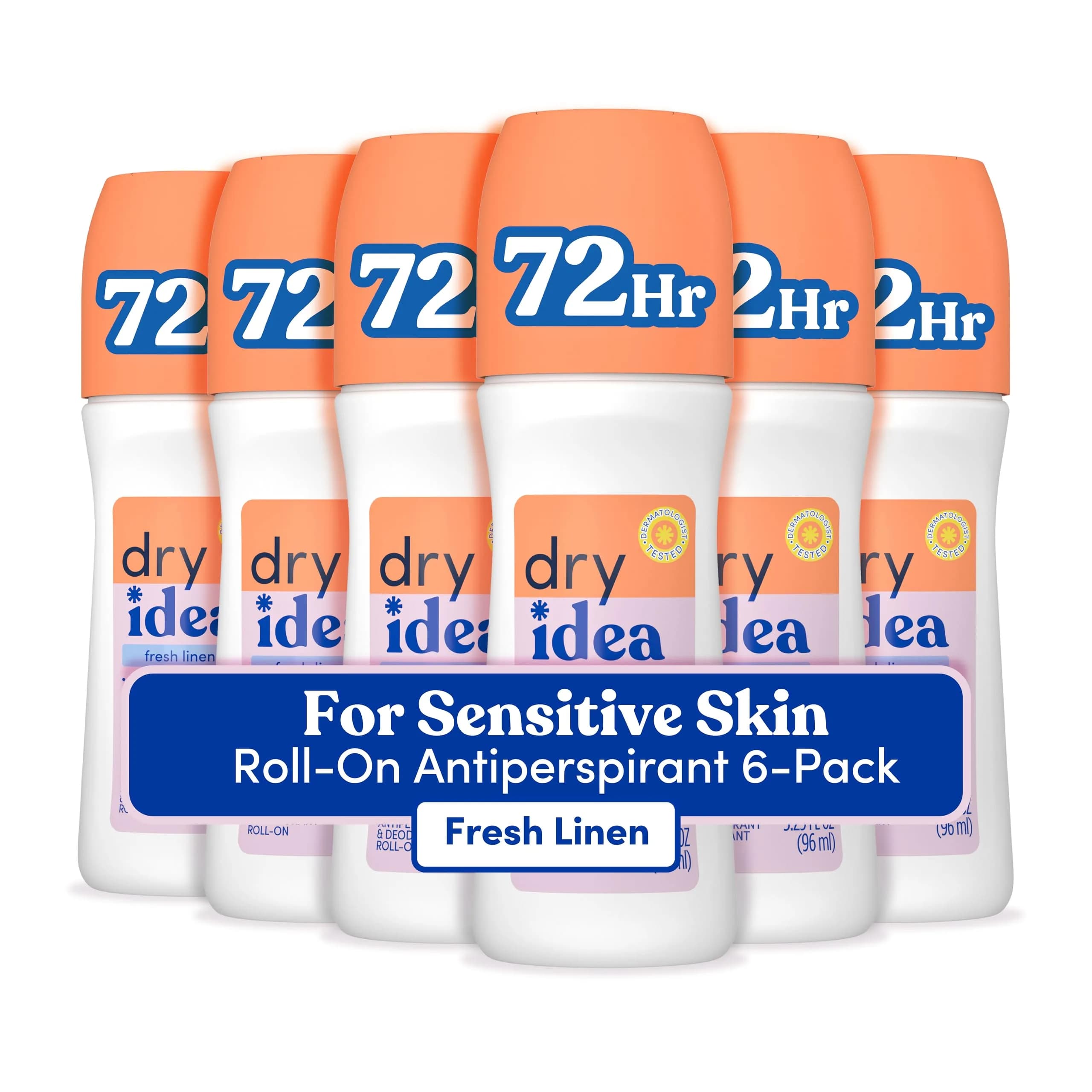 Dry Idea Fresh Linen Roll-On Deodorant & Antiperspirant for Women, 19.5 Fl Oz (Pack of 6) | 72-Hour Odor Protection - main product image