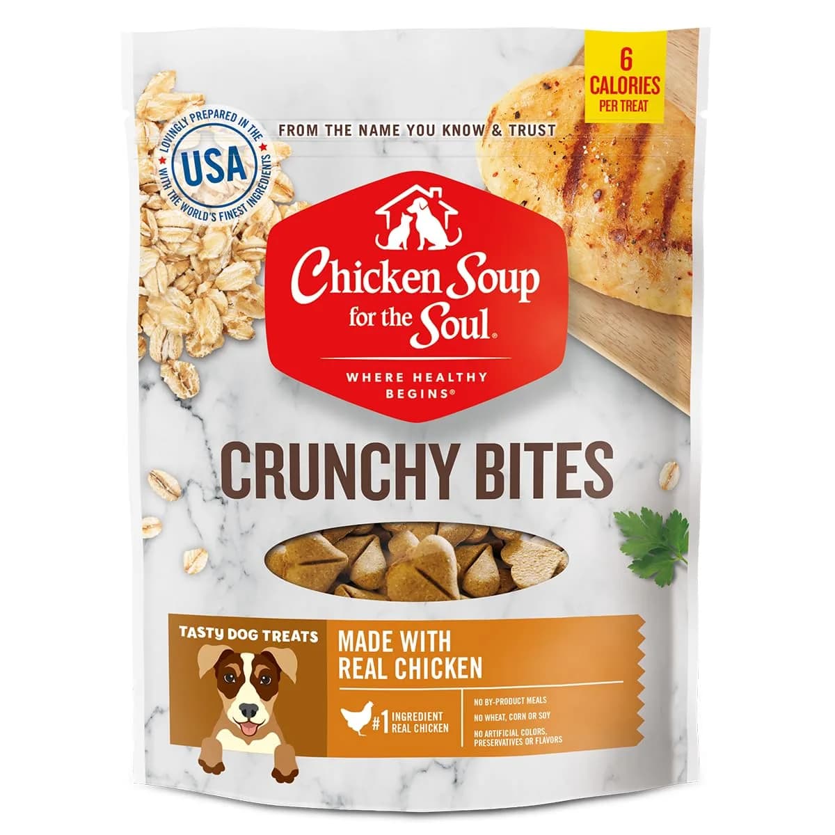 Chicken Soup for the Soul Pet Food Crunchy Bites Dog Treats, Chicken, 12 Ounce Bag | Soy, Corn & Wheat Free