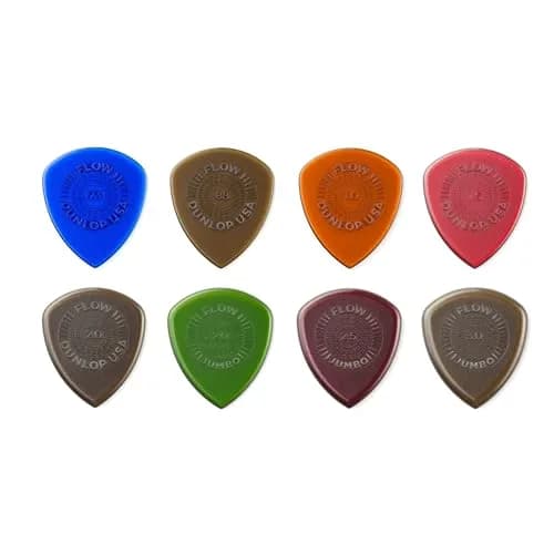 Jim Dunlop Flow Pick Variety Pack 8 Pack | Wide Angle, Sharp Tip, Beveled Edge, Low-Profile Grip thumbnail 2