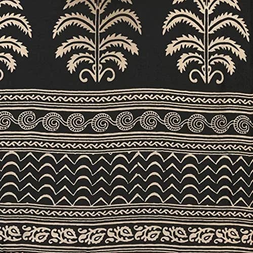 EthnicJunction Women's Art Silk Kalamkari Print Saree With Blouse Piece, Black & Beige, 5.20m (17.06 ft) thumbnail 5
