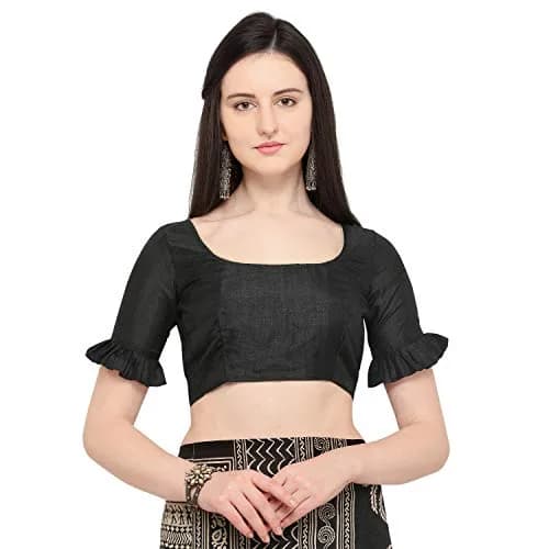EthnicJunction Women's Art Silk Kalamkari Print Saree With Blouse Piece, Black & Beige, 5.20m (17.06 ft) thumbnail 6