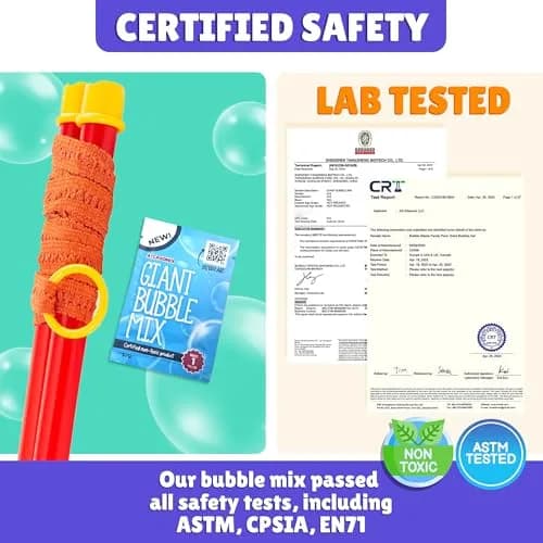 Atlasonix Giant Bubble Wand Set with 1 Gallon Bubble Solution Powder | Non-Toxic, BPA-Free, ASTM-Tested thumbnail 6
