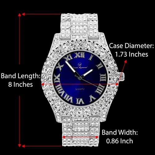 Charles Raymond Hip Hop Iced Out Watch with Royal Blue Dial & Silver Tone Finish | 42mm Case thumbnail 2