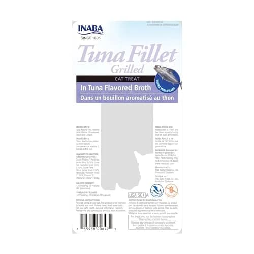 INABA Grilled Fillets Cat Treats, Tuna in Tuna Broth, 6ct | Moist, Flaky, Hand-Feed Friendly thumbnail 7