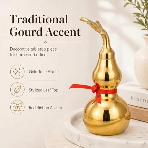 I-MART Brass Wu Lou Feng Shui Gourd 10.2 cm (4 Inch) | Traditional Home Decor Accent thumbnail 3