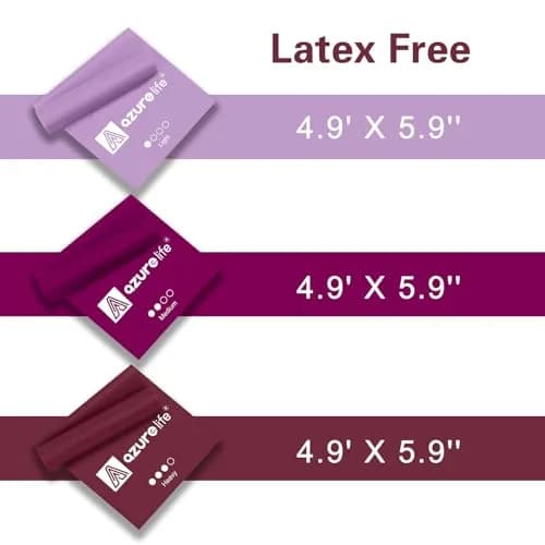 A AZURELIFE Resistance Bands Set — 3 Long Latex-Free Exercise Bands for Therapy, Yoga, Pilates, Strength Training (5 ft x 6 in, Light/Medium/Heavy) thumbnail 3