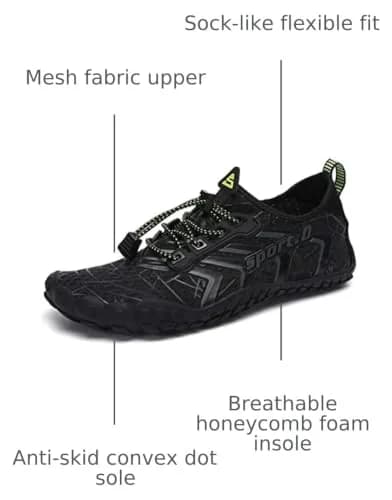 UBFEN Water Shoes for Men and Women | Quick Dry, Anti-Slip, Breathable (25ml/0.811 Fl Oz) | Suitable for Beach & Water Sports thumbnail 3