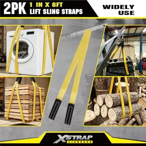 XSTRAP STANDARD 2PK 1"x8' Lift Sling Straps Wear Guard End Heavy Duty Strap | 4000 lbs Breaking Strength thumbnail 6