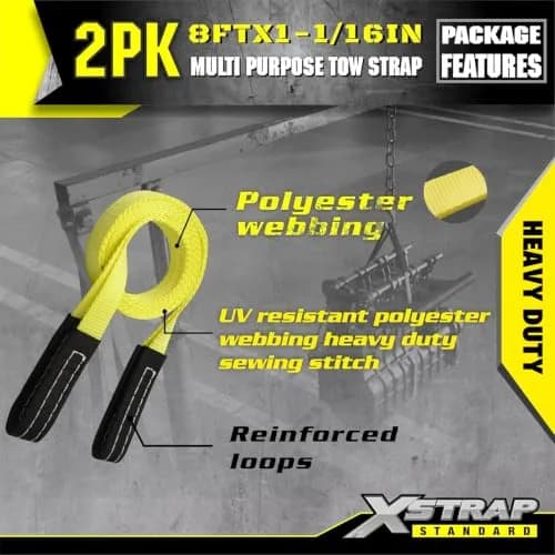 XSTRAP STANDARD 2PK 1"x8' Lift Sling Straps Wear Guard End Heavy Duty Strap | 4000 lbs Breaking Strength thumbnail 2