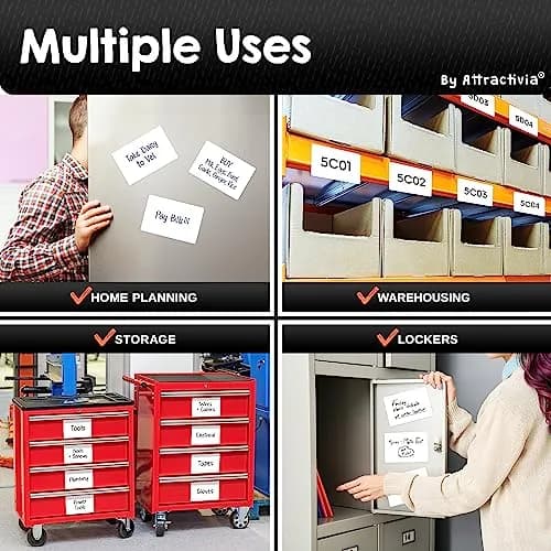 Attractivia Magnetic Labels 5.6 x 3.7 in | Erasable Magnetic Stickers for Office & Home thumbnail 4