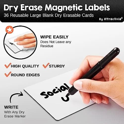 Attractivia Magnetic Labels 5.6 x 3.7 in | Erasable Magnetic Stickers for Office & Home thumbnail 2