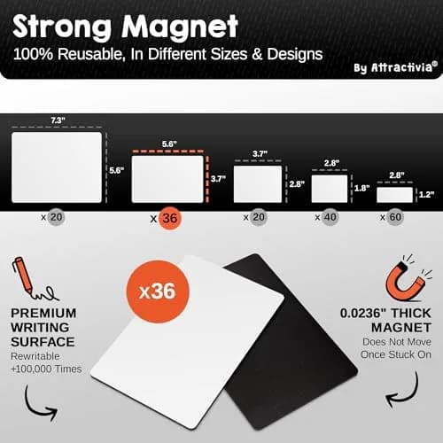 Attractivia Magnetic Labels 5.6 x 3.7 in | Erasable Magnetic Stickers for Office & Home thumbnail 3