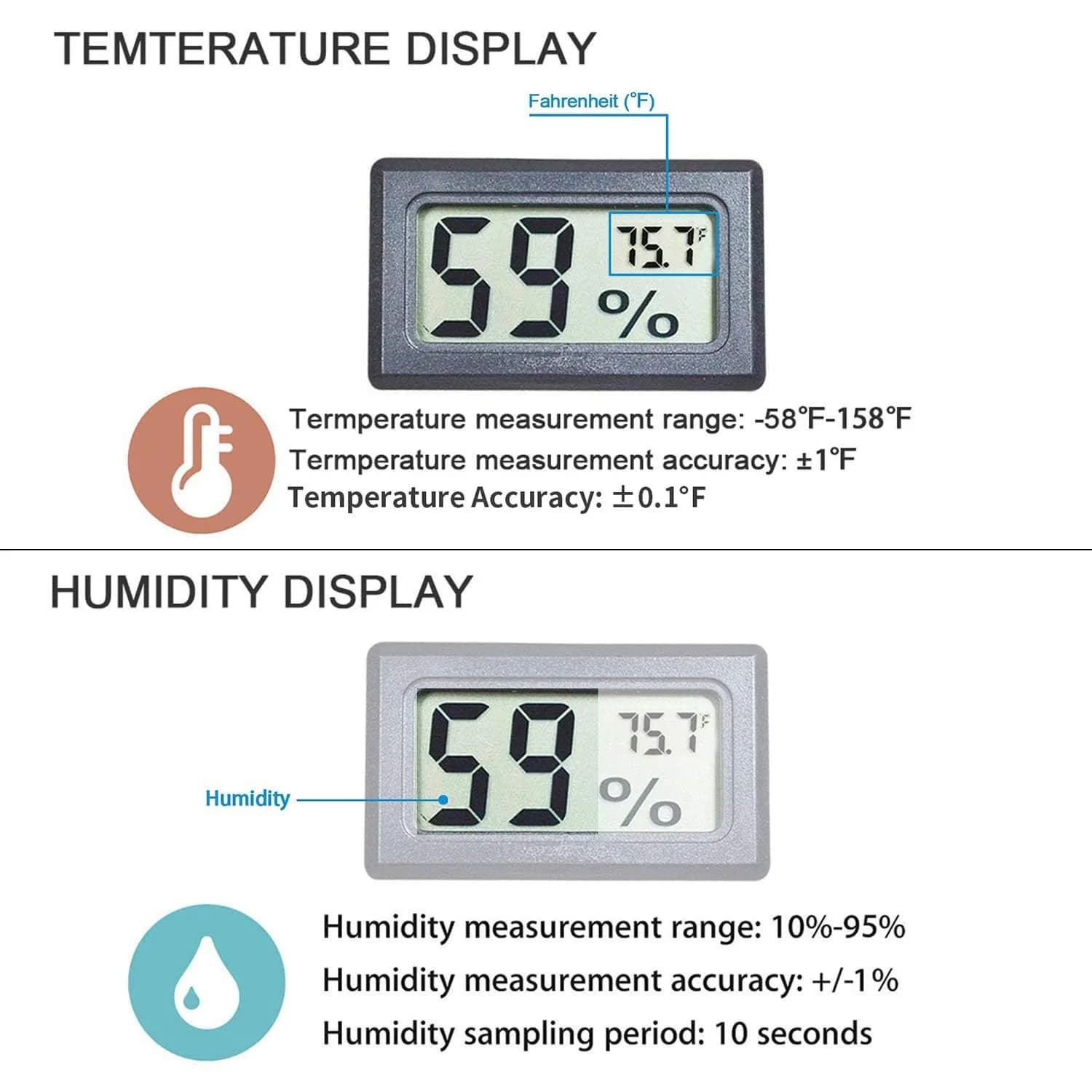 Goabroa Mini Hygrometer Thermometer Digital Indoor Humidity Gauge Monitor with Temperature Meter Sensor 1.89" x 1.13" x 0.66" | Accurate Readings Every 10 Seconds - view 3