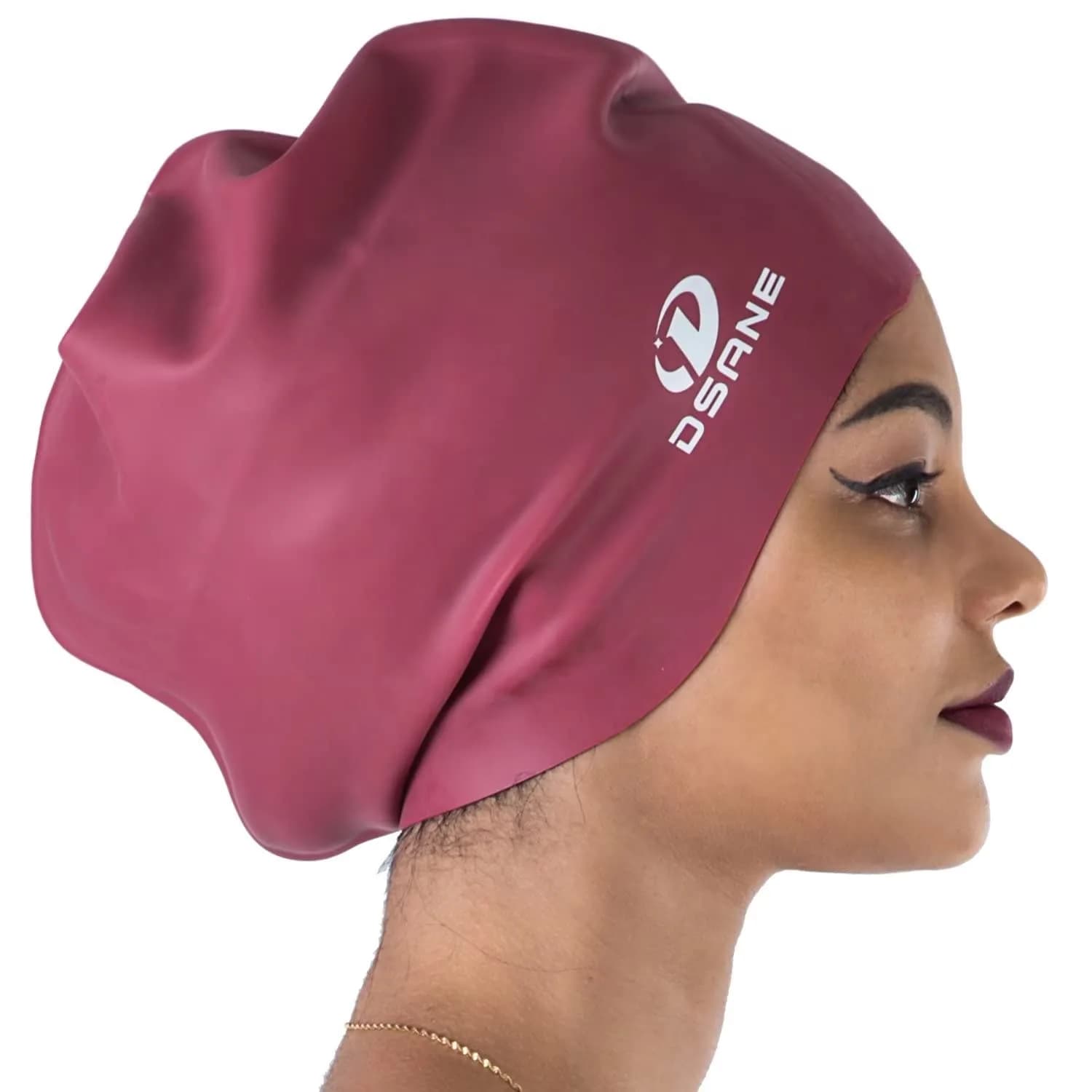 Dsane Extra Large Swimming Cap for Women and Men | Protects Long & Thick Curly Hair, Dreadlocks | Silicone, Red, XL