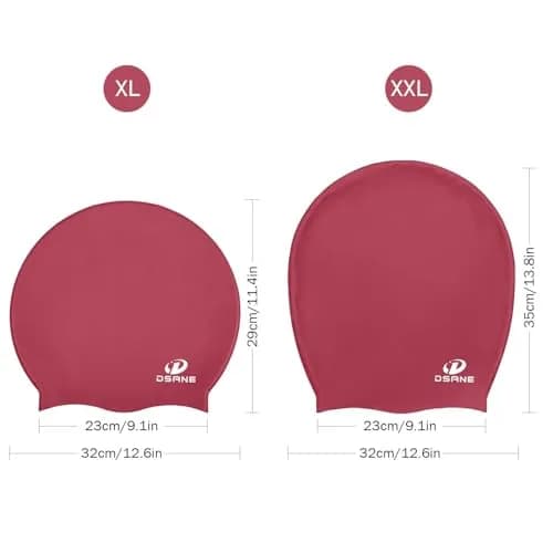 Dsane Extra Large Swimming Cap for Women and Men | Protects Long & Thick Curly Hair, Dreadlocks | Silicone, Red, XL thumbnail 4